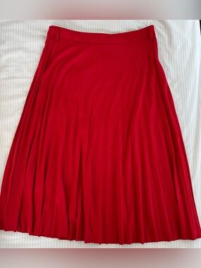Nicole Miller Vibrant Red Pleated A-Line Skirt